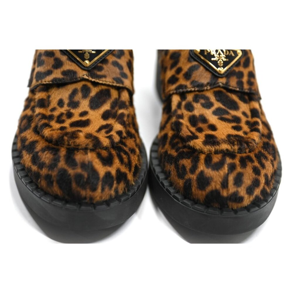 Prada Chocolate Printed Leather Loafers in Honey - Picture 5 of 12